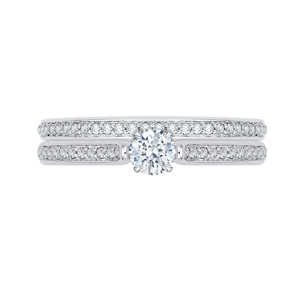 14K White Gold Round Cut Diamond Engagement Ring