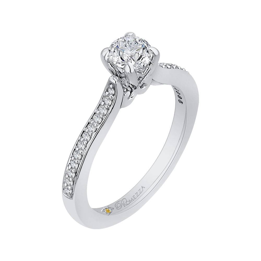 14K White Gold Round Cut Diamond Engagement Ring