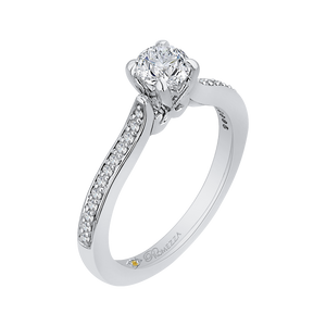 14K White Gold Round Cut Diamond Engagement Ring