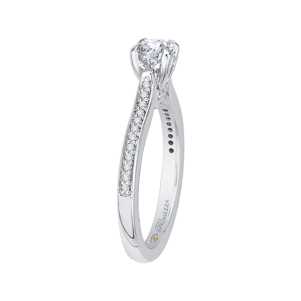 14K White Gold Round Cut Diamond Engagement Ring