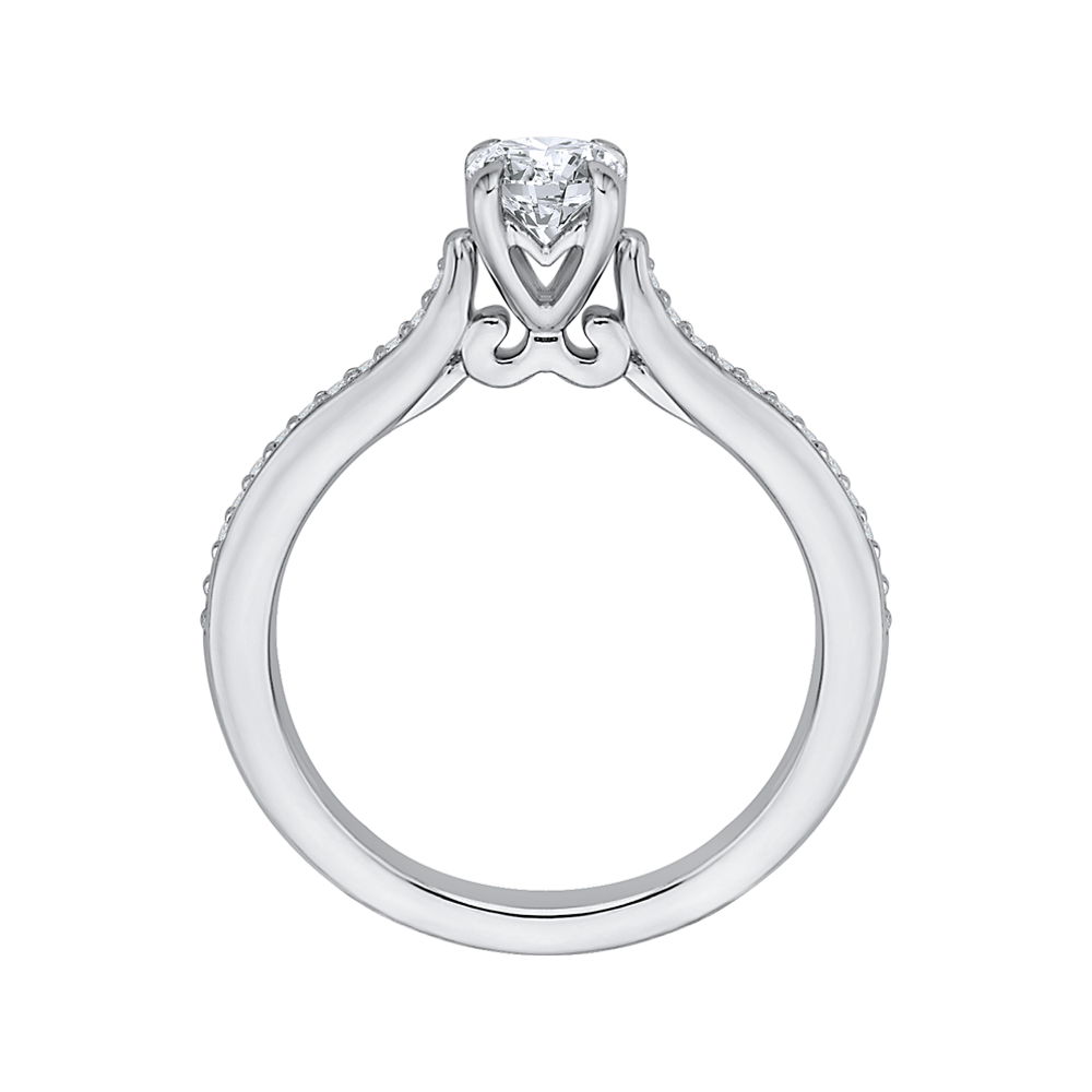 14K White Gold Round Cut Diamond Engagement Ring