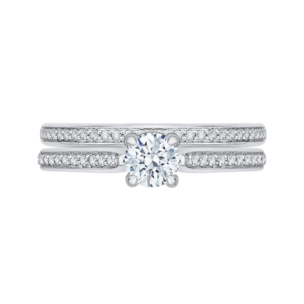 14K White Gold Round Cut Diamond Engagement Ring