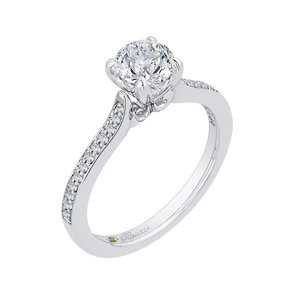 14K White Gold Round Cut Diamond Engagement Ring