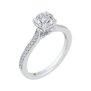 14K White Gold Round Cut Diamond Engagement Ring