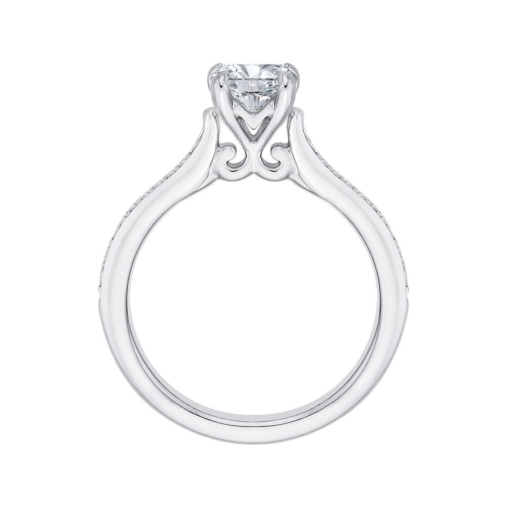 14K White Gold Round Cut Diamond Engagement Ring