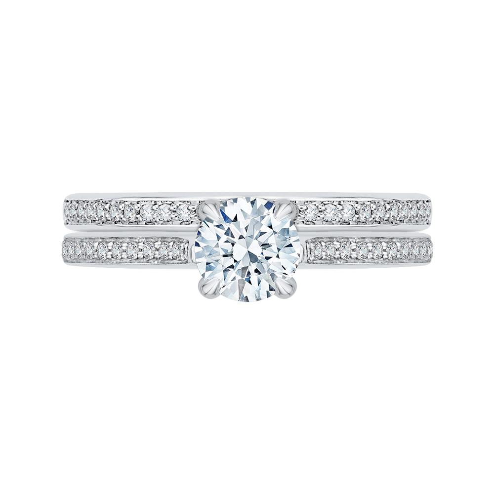 14K White Gold Round Cut Diamond Engagement Ring