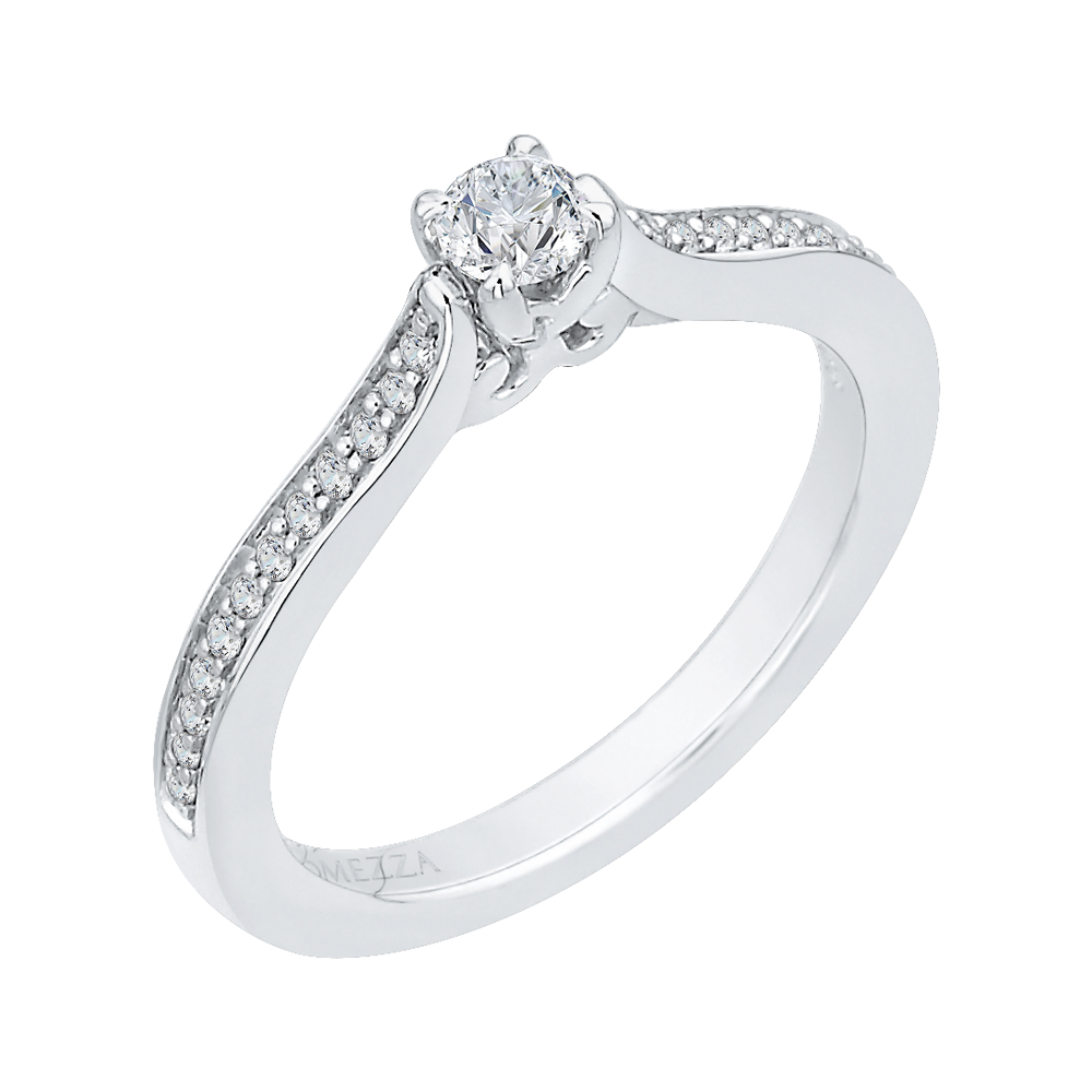 14K White Gold Round Cut Diamond Engagement Ring