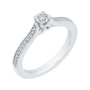 14K White Gold Round Cut Diamond Engagement Ring