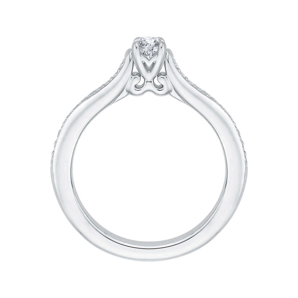 14K White Gold Round Cut Diamond Engagement Ring