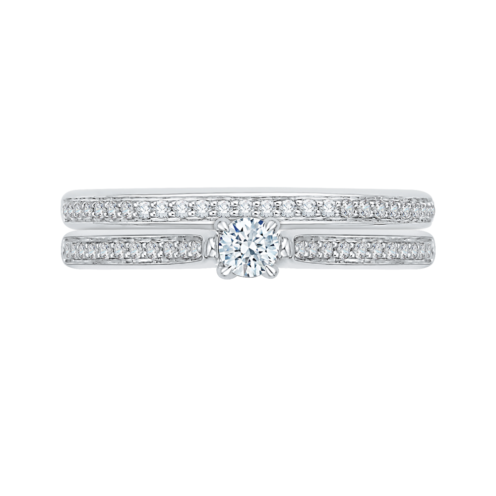 14K White Gold Round Cut Diamond Engagement Ring