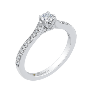 14K White Gold Round Cut Diamond Engagement Ring