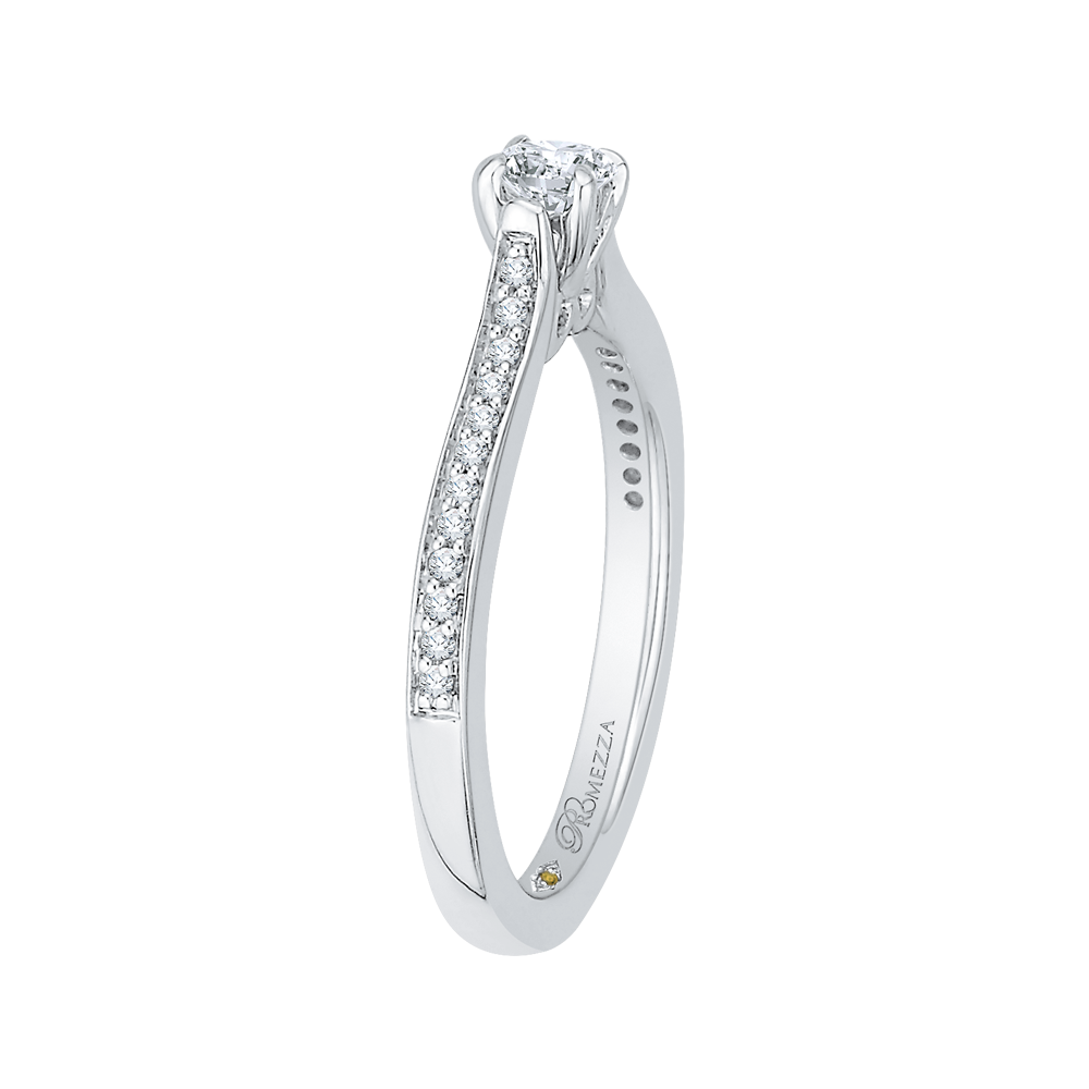 14K White Gold Round Cut Diamond Engagement Ring