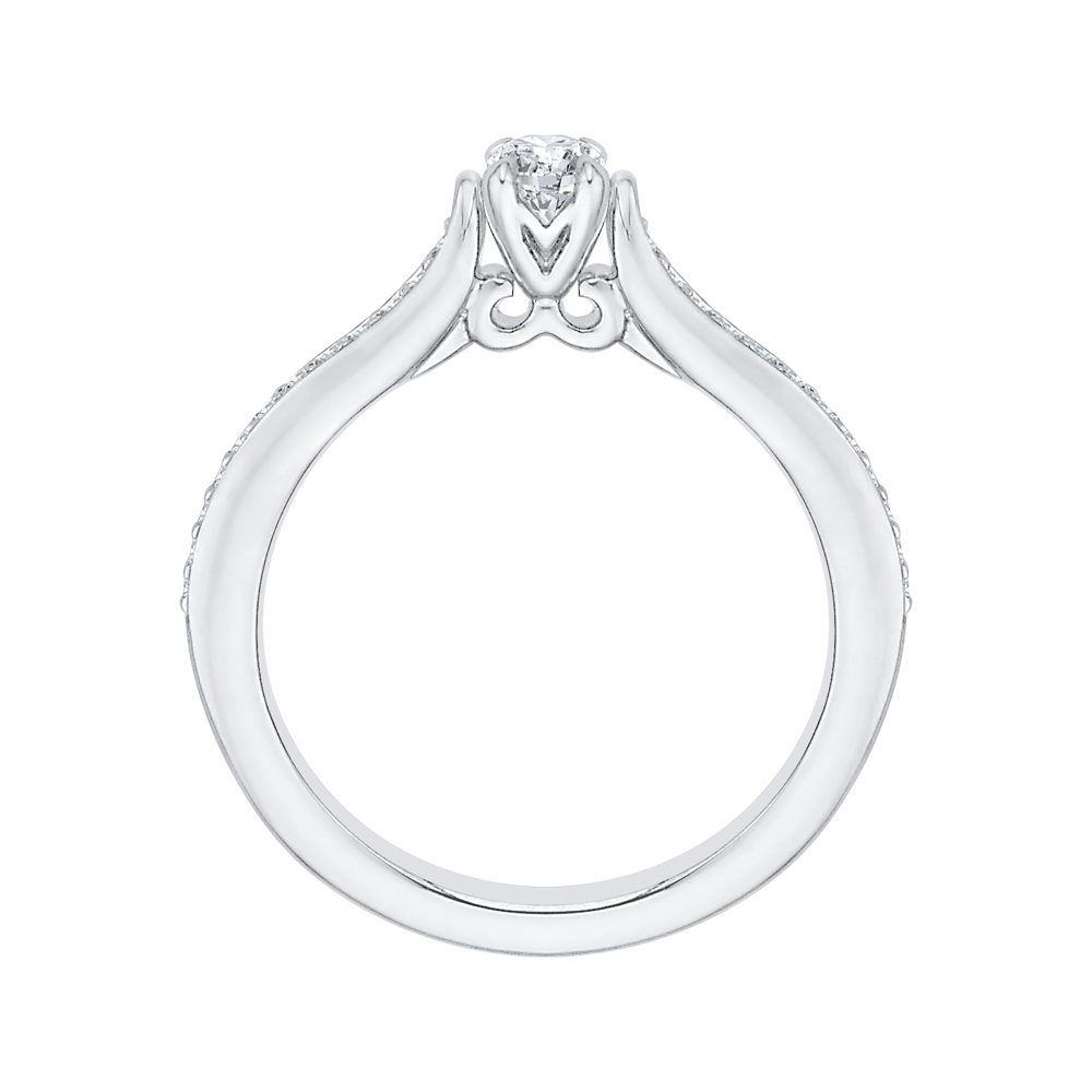 14K White Gold Round Cut Diamond Engagement Ring