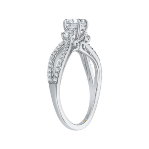 14K White Gold Round Diamond Engagement Ring with Split Shank