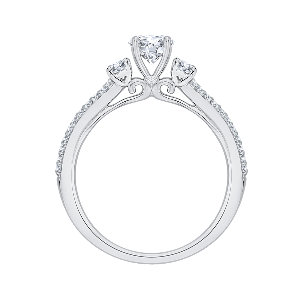 14K White Gold Round Diamond Engagement Ring with Split Shank