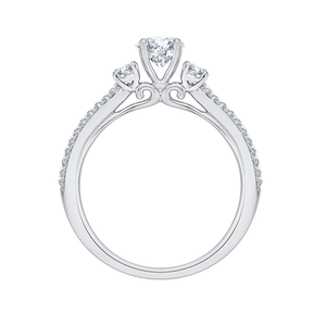 14K White Gold Round Diamond Engagement Ring with Split Shank