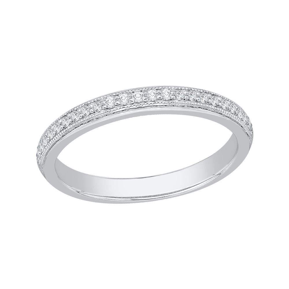 14K White Gold Round Diamond Half Eternity Wedding Band