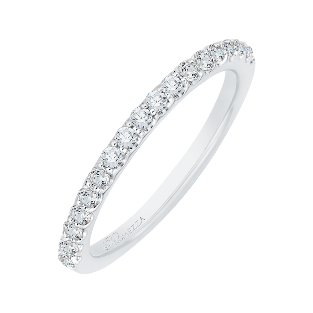 Round Diamond Half Eternity Wedding Band In 14K White Gold