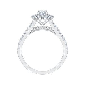 14K White Gold Round Cut Diamond Double Halo Engagement Ring