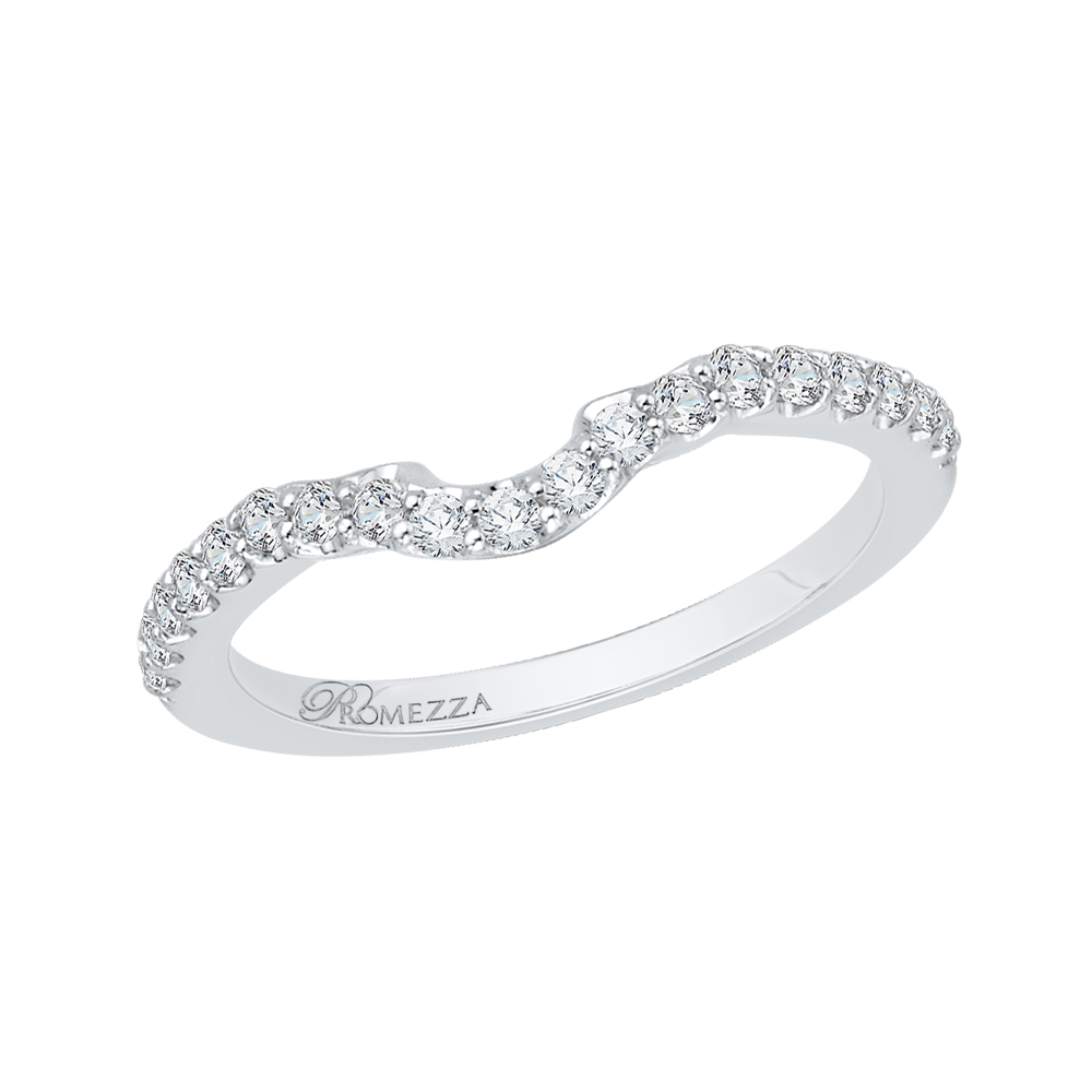 14K White Gold Round Diamond Half Eternity Wedding Band