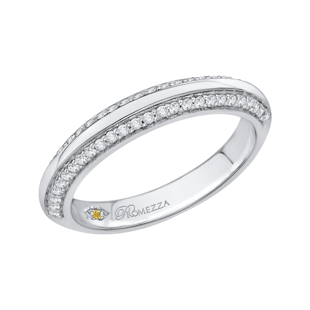 Round Diamond Half Eternity Wedding Band In 14K White Gold