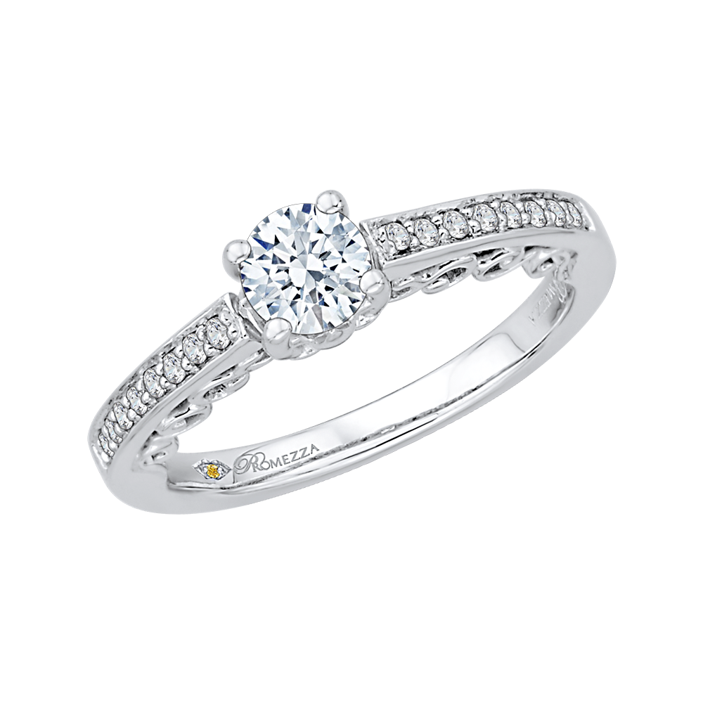 Round Diamond Engagement Ring In 14K White Gold