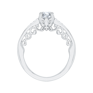 Round Diamond Engagement Ring In 14K White Gold