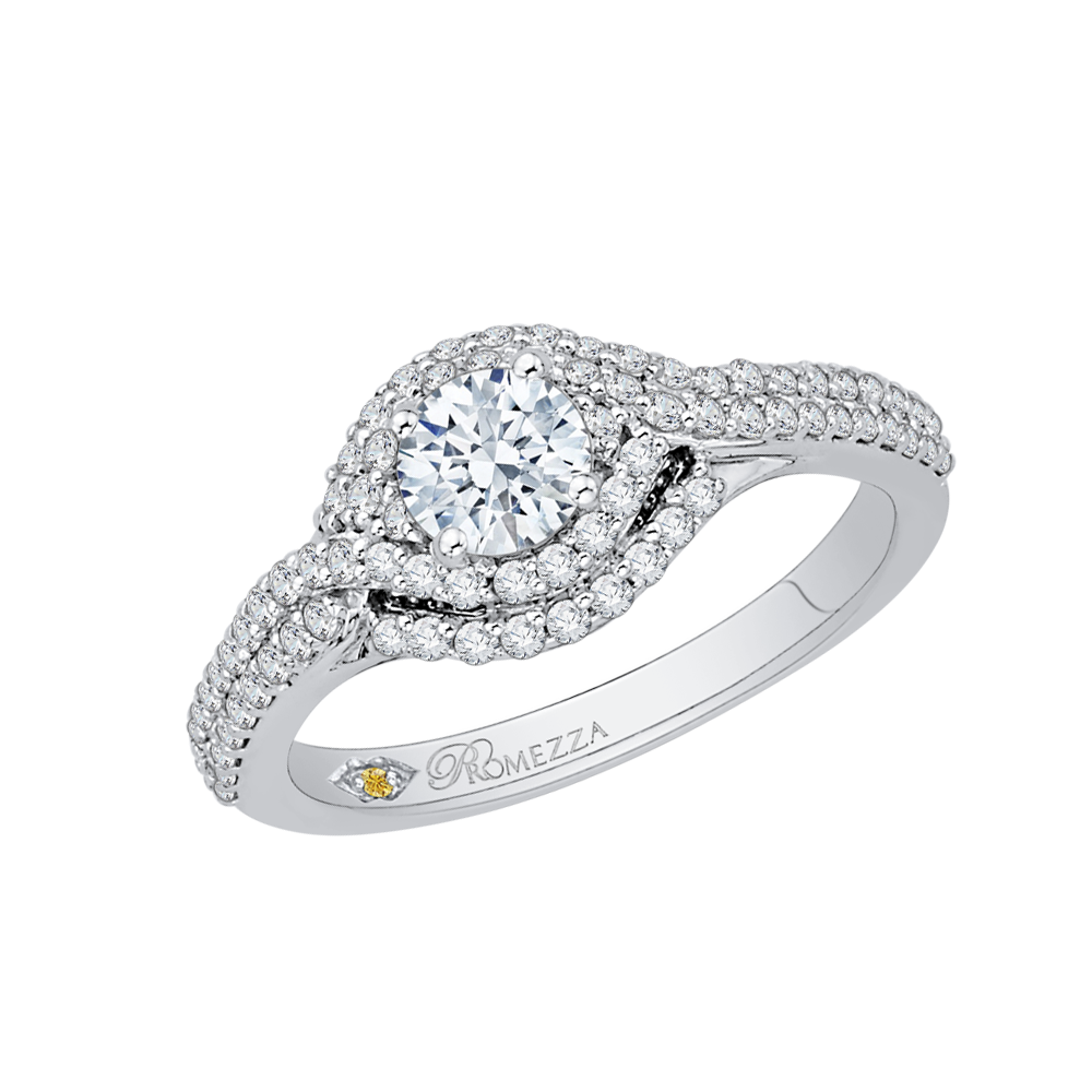 Round Diamond Engagement Ring In 14K White Gold