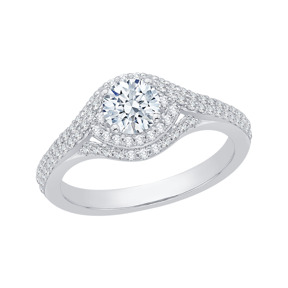 Round Diamond Engagement Ring In 14K White Gold