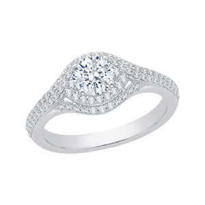 Round Diamond Engagement Ring In 14K White Gold