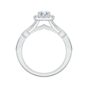 14K White Gold Round Cut Diamond Halo Engagement Ring