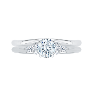 14K White Gold Round Diamond Engagement Ring