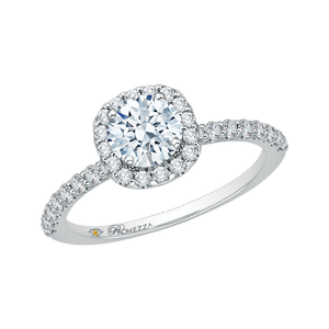 14K White Gold Round Diamond Halo Engagement Ring