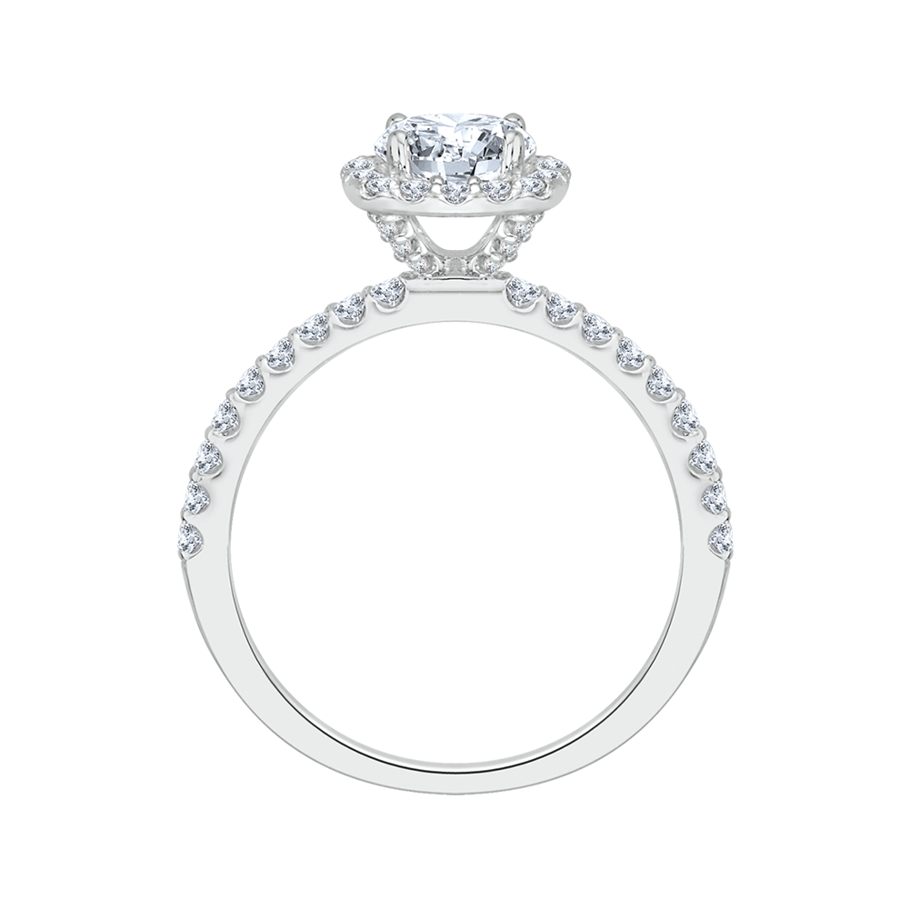 14K White Gold Round Diamond Halo Engagement Ring