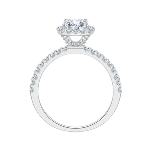 14K White Gold Round Diamond Halo Engagement Ring