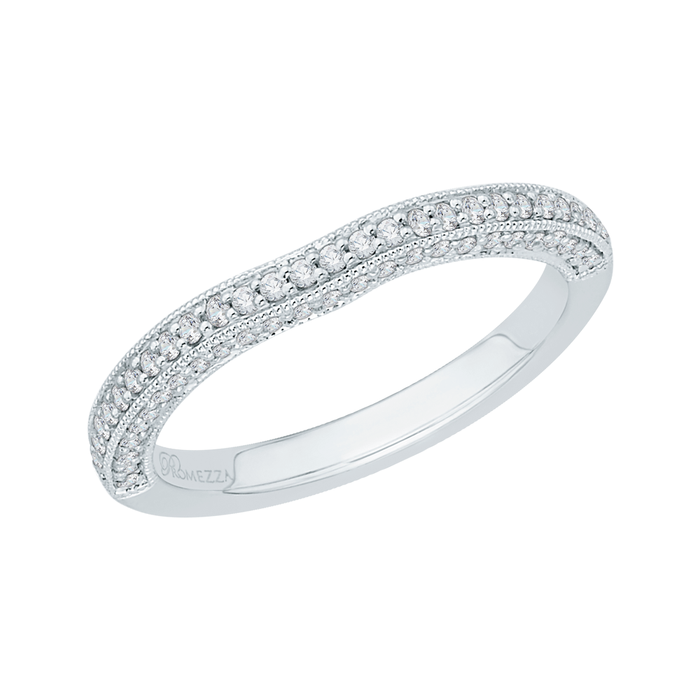 14K White Gold Round Diamond Half Eternity Wedding Band