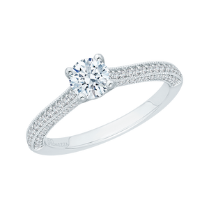 Round Diamond Cathedral Style Engagement Ring In 14K White Gold