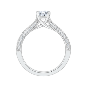 Round Diamond Cathedral Style Engagement Ring In 14K White Gold