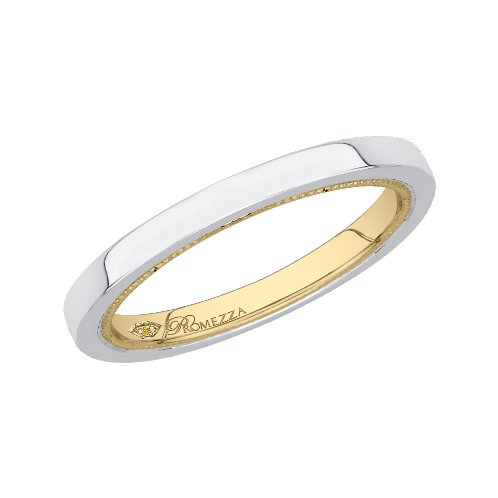 14K Two Tone Gold Plain Wedding Band