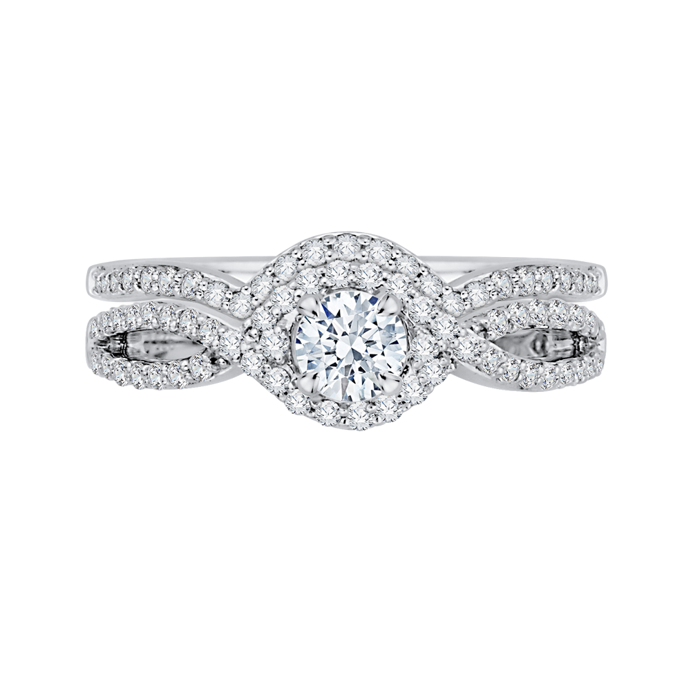 Round Diamond Engagement Ring With Split Shank In 14K White Gold