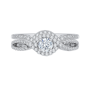 Round Diamond Engagement Ring With Split Shank In 14K White Gold