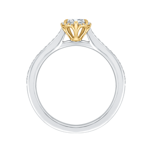 14K Two Tone Gold Round Diamond Engagement Ring