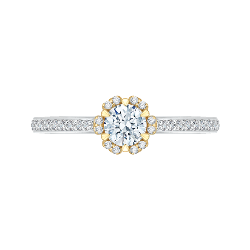 PR0078EC-44WY Bridal Jewelry Carizza White Gold Rose Gold Yellow Gold Round Diamond Engagement Rings