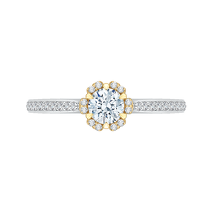 PR0078EC-44WY Bridal Jewelry Carizza White Gold Rose Gold Yellow Gold Round Diamond Engagement Rings