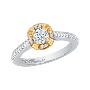 14K Two Tone Gold Round Diamond Engagement Ring