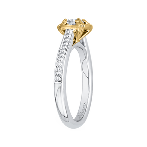 14K Two Tone Gold Round Diamond Engagement Ring