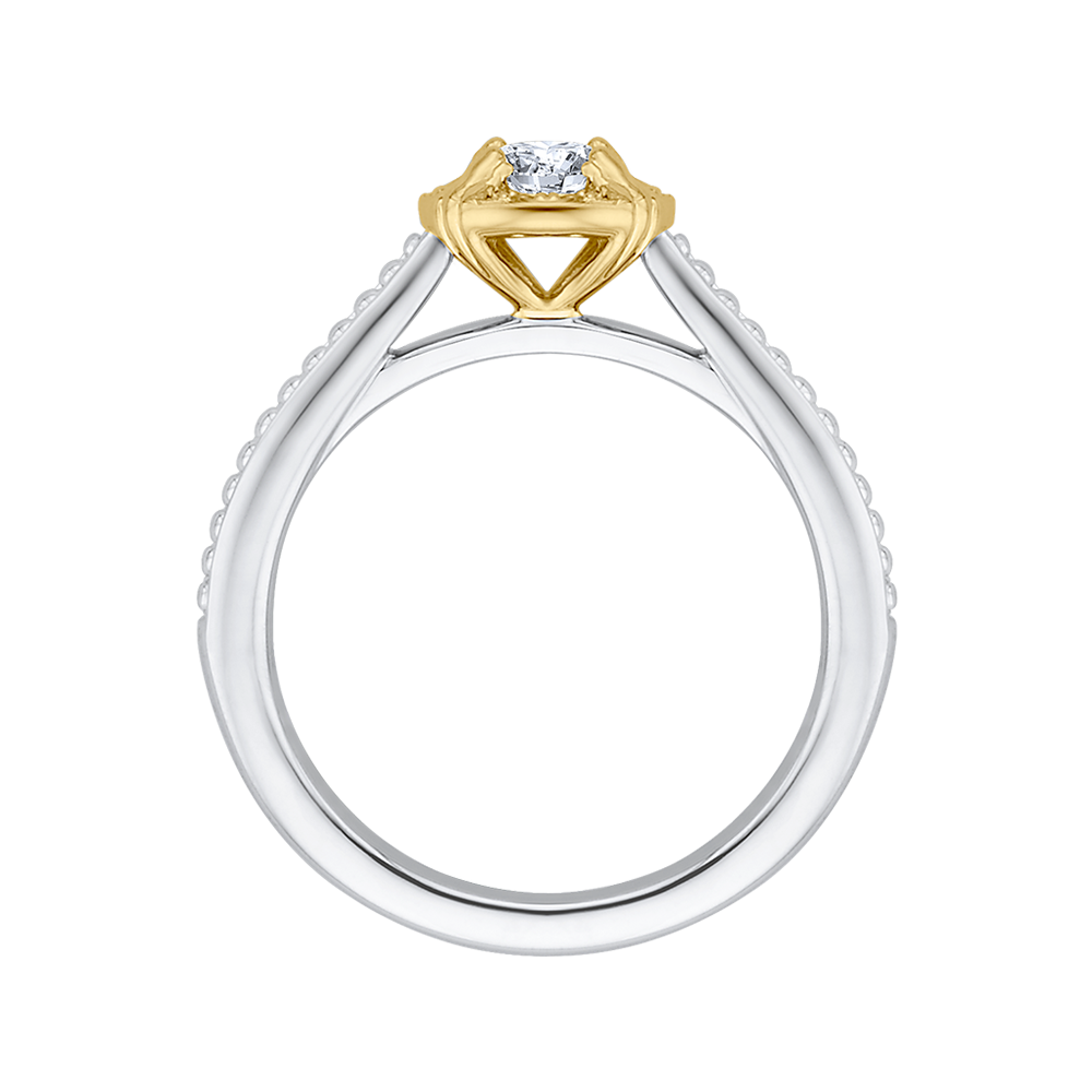 14K Two Tone Gold Round Diamond Engagement Ring