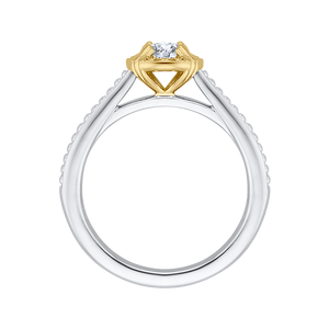 14K Two Tone Gold Round Diamond Engagement Ring