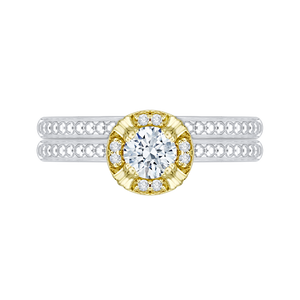 14K Two Tone Gold Round Diamond Engagement Ring