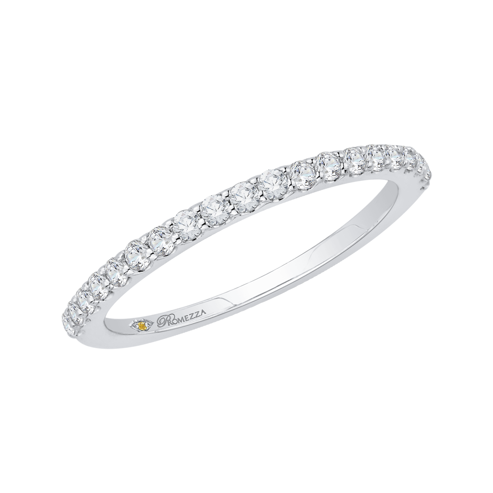 14K White Gold Round Diamond Half Eternity Wedding Band